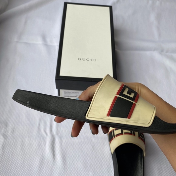 Gucci stripe rubber slide sandal off-white - Picture 5 of 12